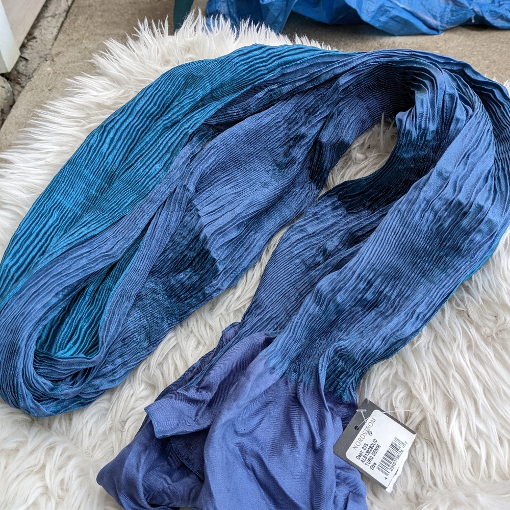 Women's Tarnish Nordstrom Chambray Blue Silk Scarf NWT